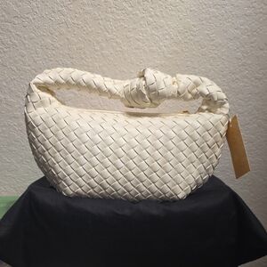 Keri White Woven Shoulder Bag